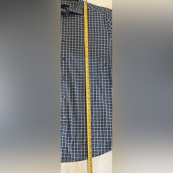 Pal Zileri Long Sleeve Button-front Shirt Sz 42 L Blue & White Checkered - Picture 4 of 7